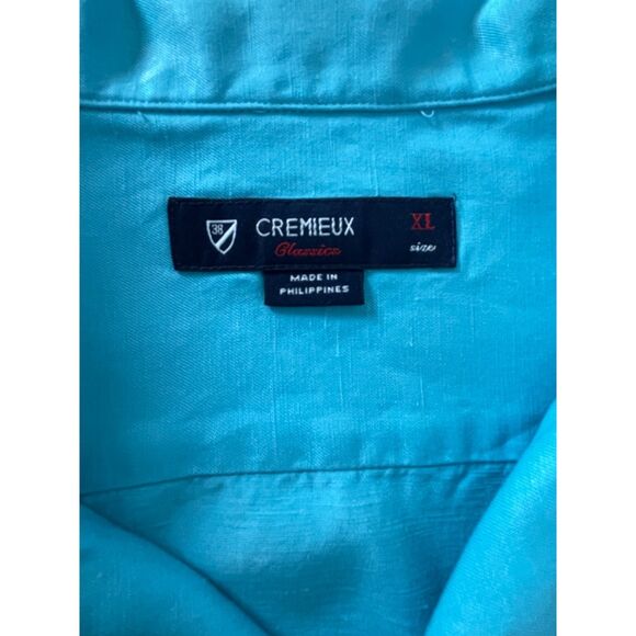 Cremieux Classics Men's Size XL Blue Button-Up Shirt Silk Linen Blend Beach - Picture 3 of 7